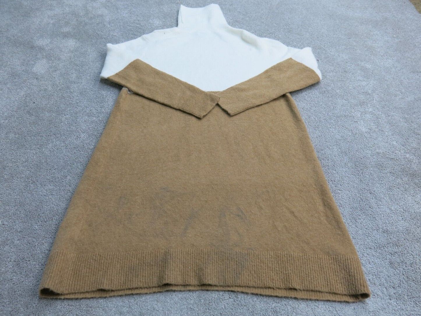 J. Crew Womens Sweater Dress Knitted Long  Sleeve High Neck Brown White SZ Small