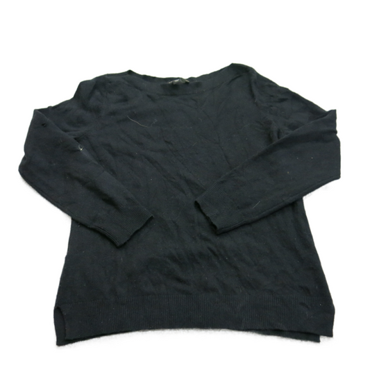 ANN Taylor Womens Pullover Sweater Top Boat Neck Long Sleeves Black Size Small