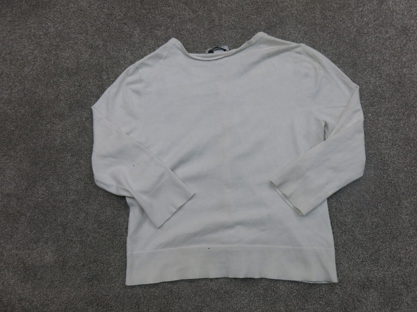 White House Black Market Womens Cardigan Sweater V Neck Long Sleeves White SZ M