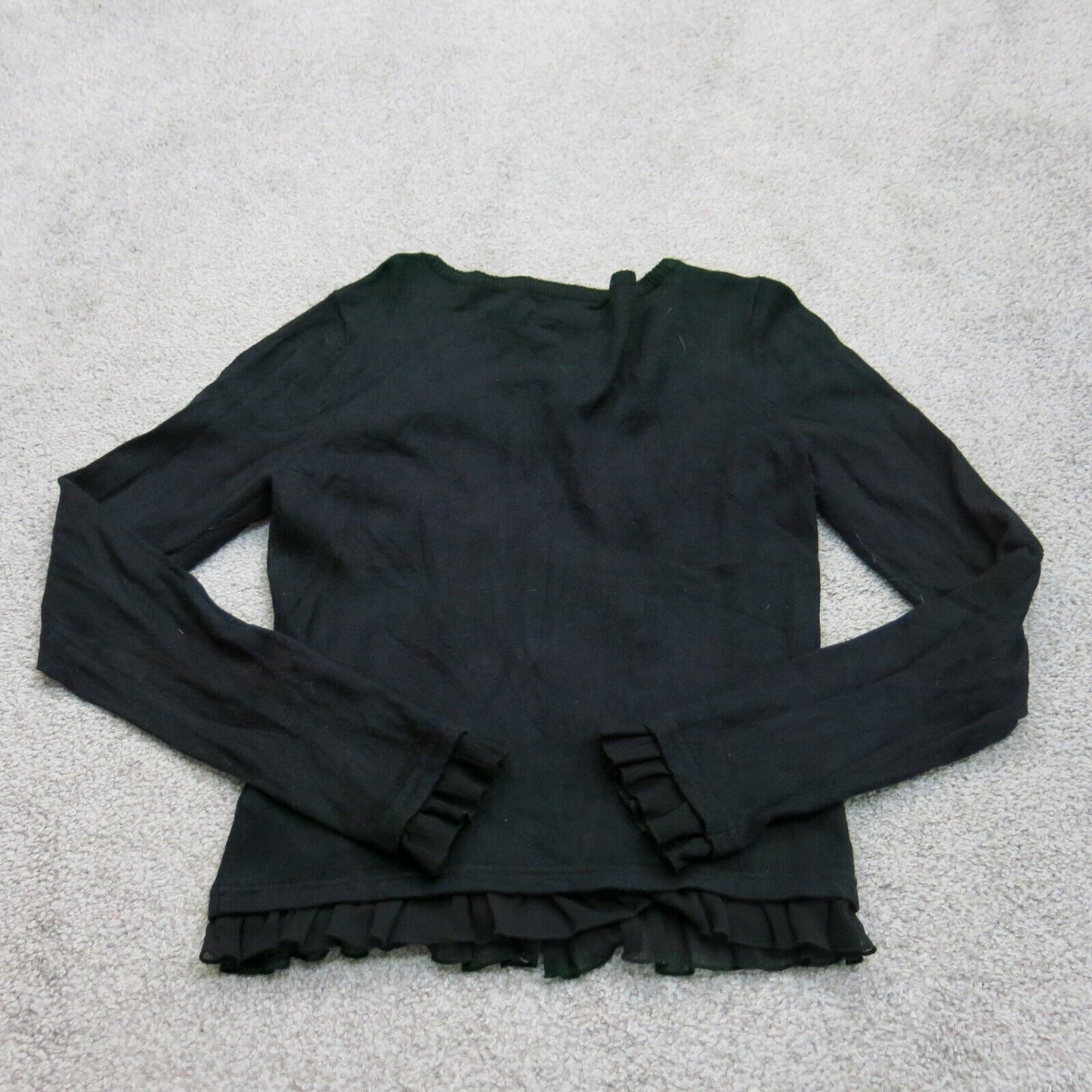 Forever 21 Womens Knitted Sweater Full Zip Up Long Sleeve Solid Black Size Small