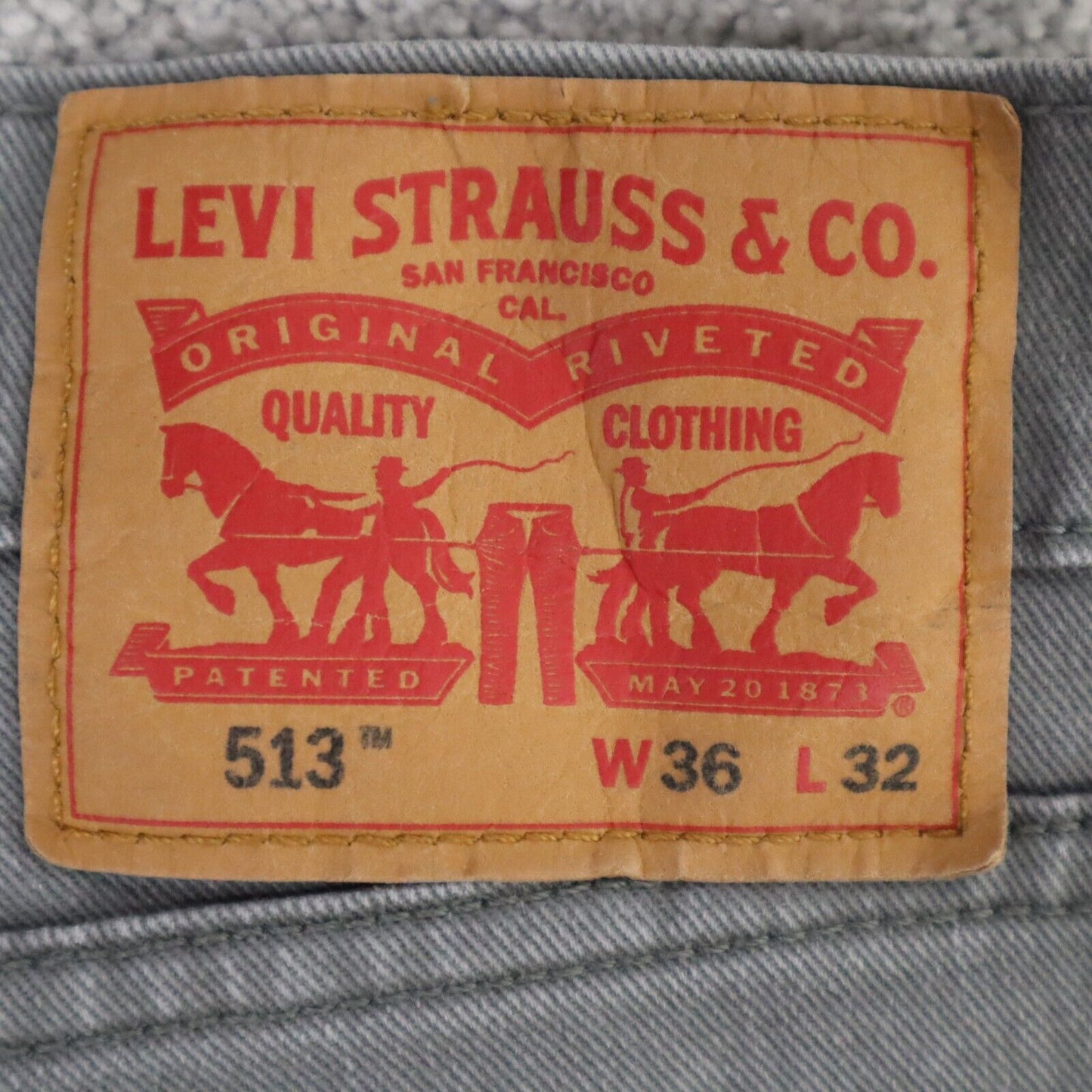 Levi's 513 Jeans Men's Size 36 Charcoal Stretch Regular Straight Denim Jeans