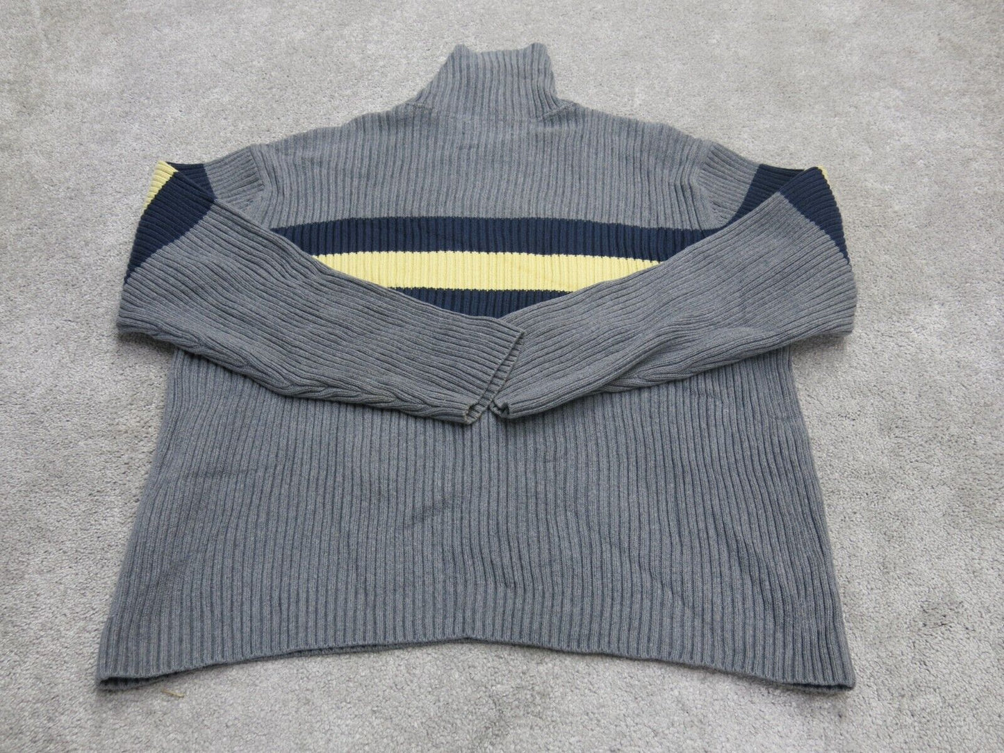 Tommy Hilfiger Mens Sweater High Neck Long Sleeves 100% Cotton Gray Size Large