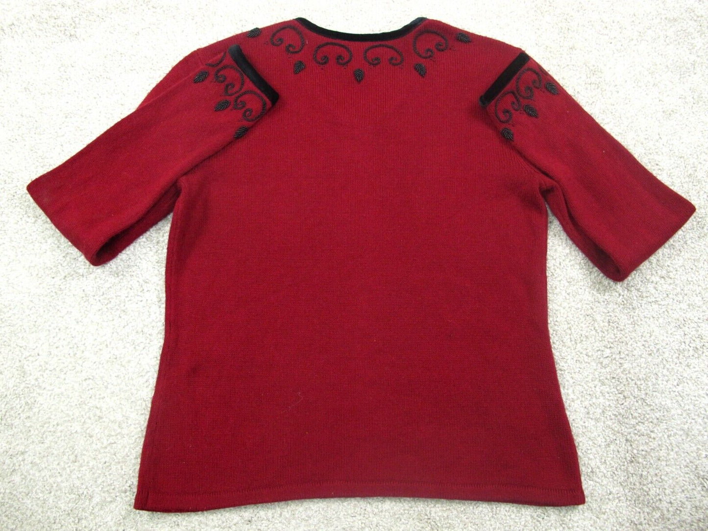 Talbots Womens Pullover Sweater Long Sleeves Embroidered V Neck Red Size XS