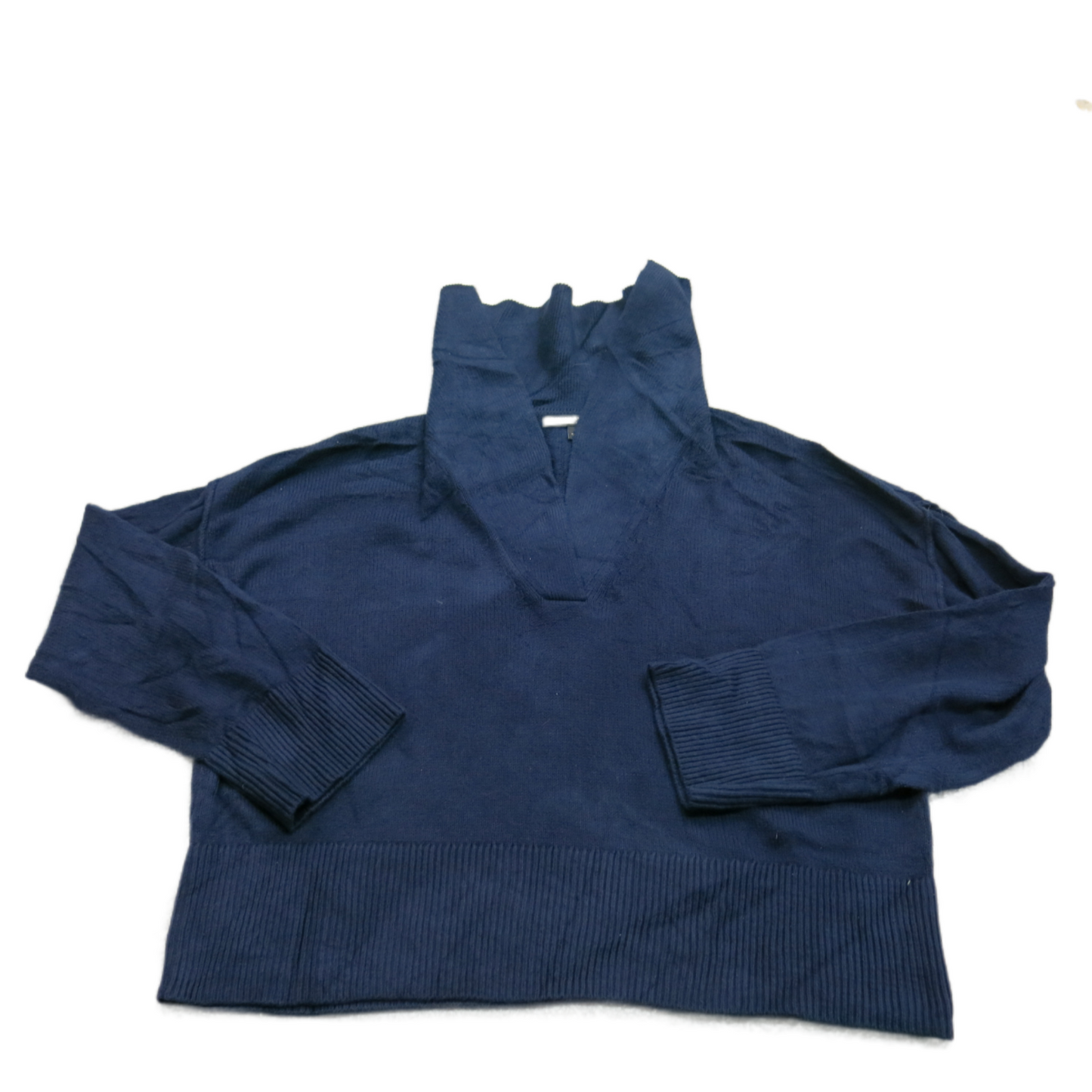 Banana Republic Womens Sweater Knitted Long Sleeve High V Neck Cotton Blue SZ S