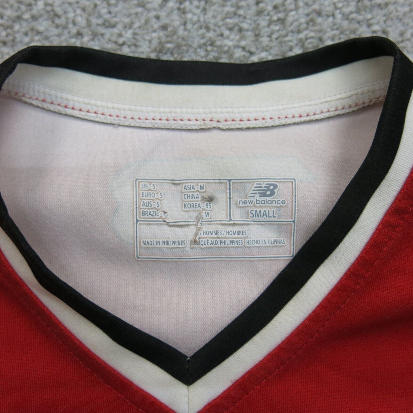 New Balance Mens Sports Jersey Shirt V Neck Short Sleeves Test #12 Red SZ Small