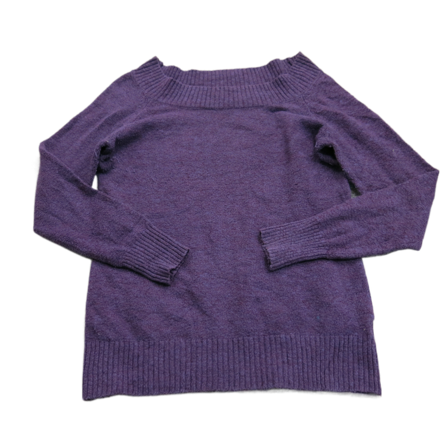 St Johns Bay Womens Pullover Sweater Boat Neck Long Sleeves Solid Purple Size M