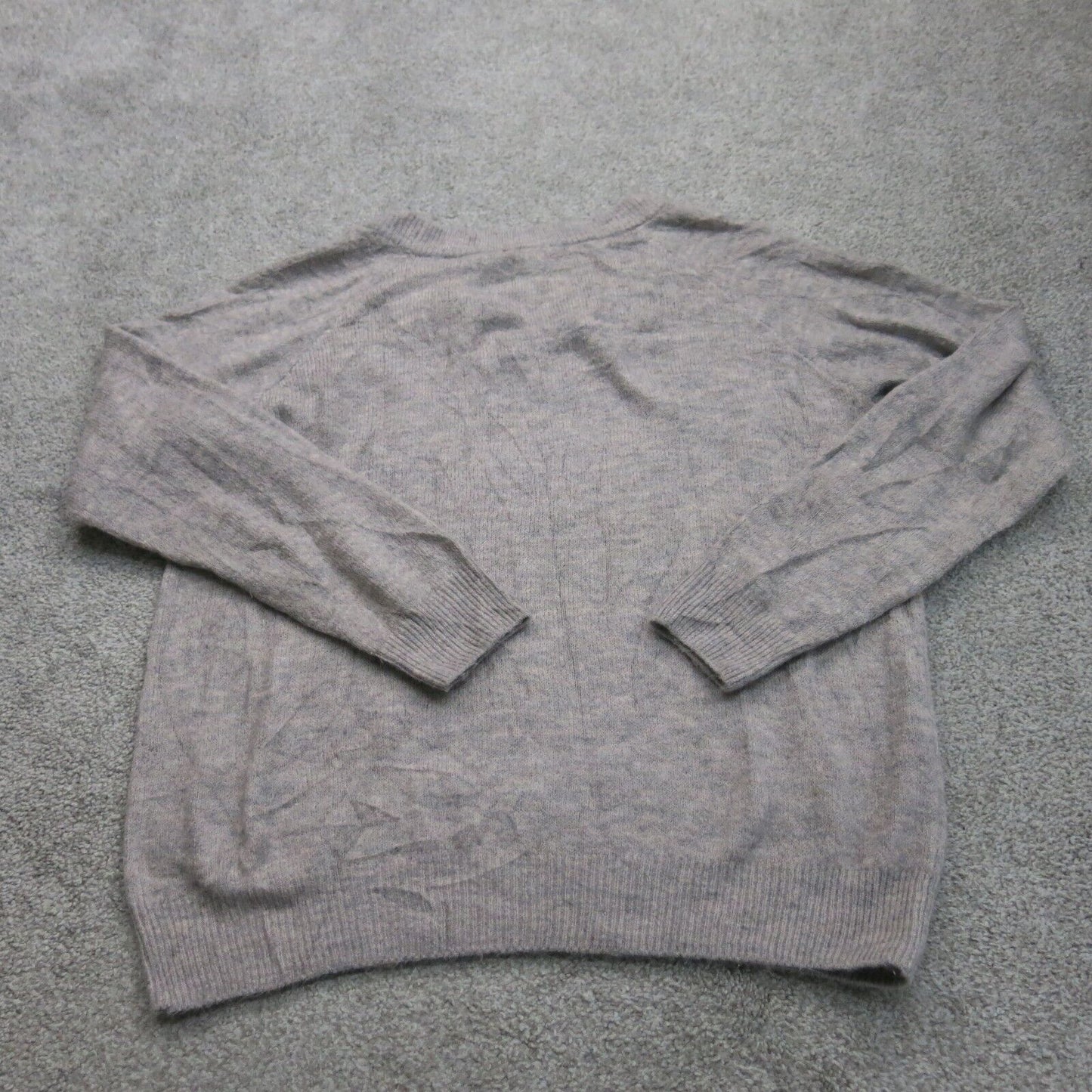 H&M Womens Pullover Knitted Sweater Top V Neck Ribbed Cuff & Hem Gray Size Small