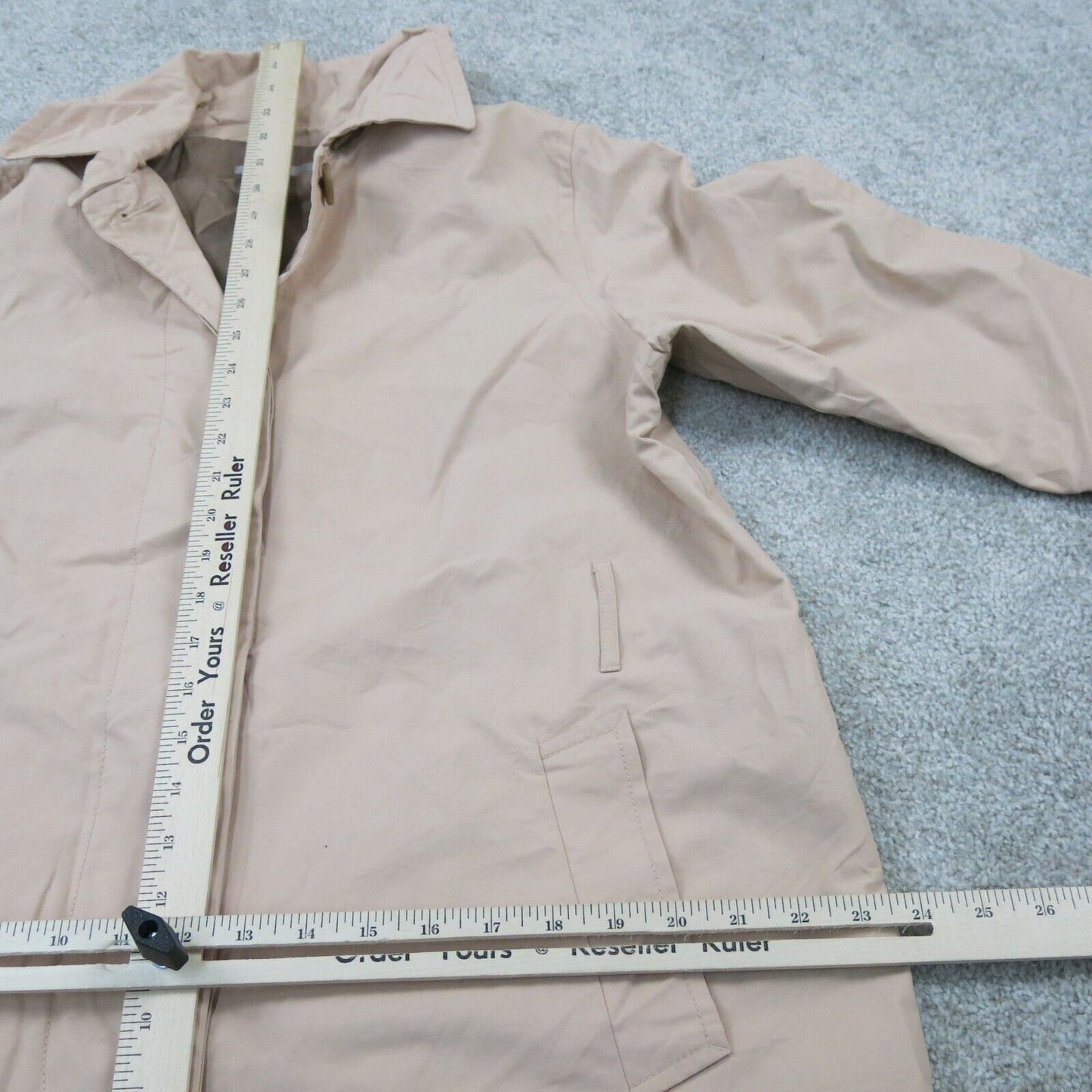 Gap Womens Long Raincoat Button Front Collared Pockets Ivory Size Medium