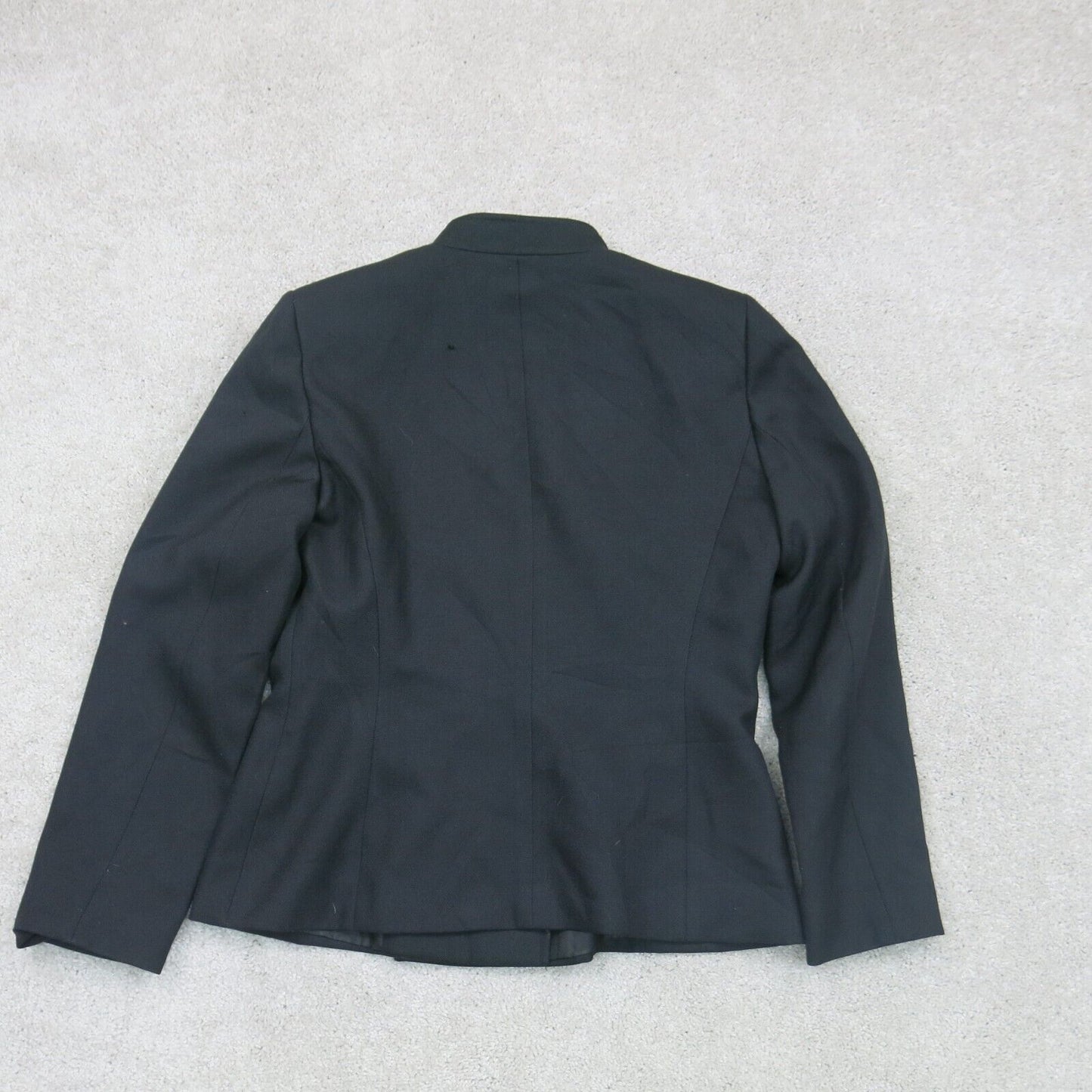 Tahari Womens Single Breasted Blazer Coat Long Sleeve Pocket Black Size 8P