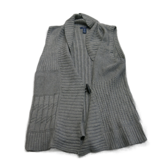 Chaps Womens Cardigan Knitted Sweater Sleeveless Buckle Closure Gray SZ X Large
