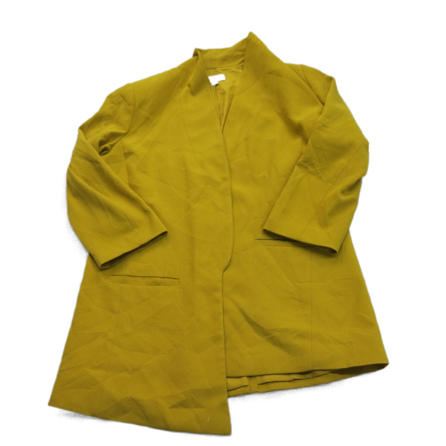 Loft ANN Taylor Womens Asymmetrical Blazer Coat Long Sleeves Dark Mustard Small