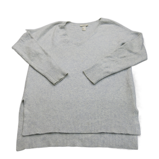 Ann Taylor Loft Womens Sweater Knitted Long Sleeve V Neck Light Light Gray SZ M