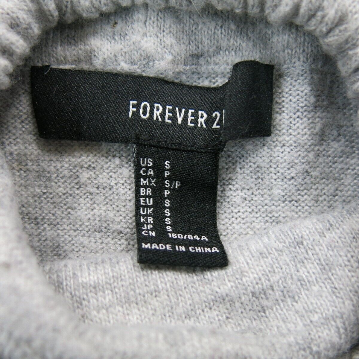 Forever 21 Women Sweater Knitted Long Sleeve Drawstring Mock Neck Gray SZ Small