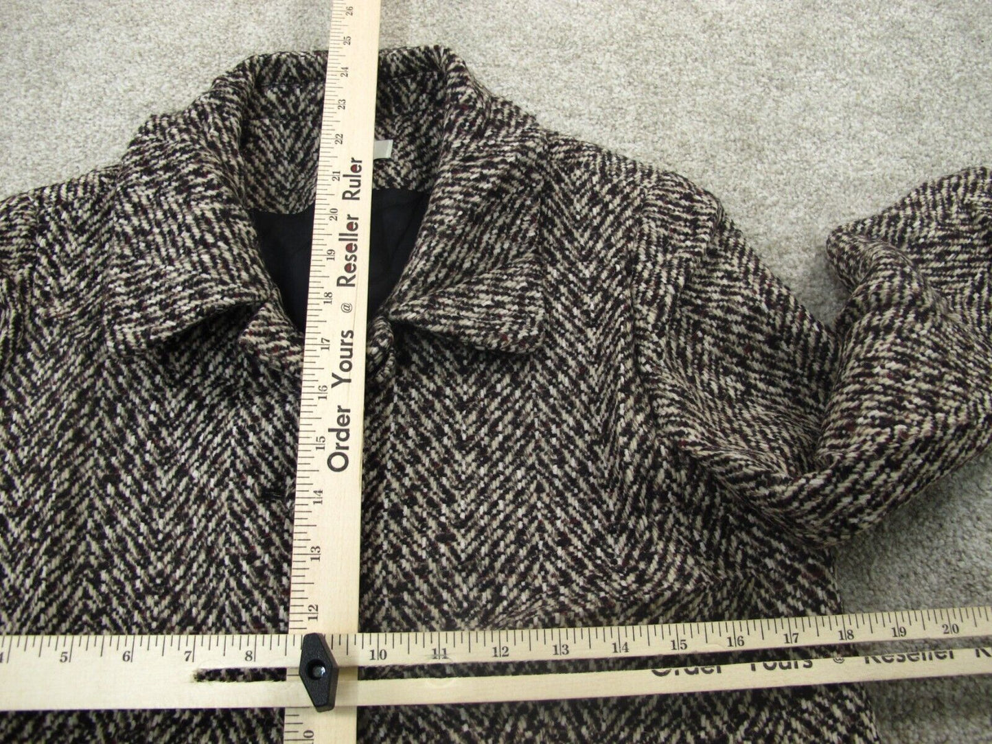ANN Taylor Loft Womens Tweed Jacket Single Breasted Pocket White Black Size 6