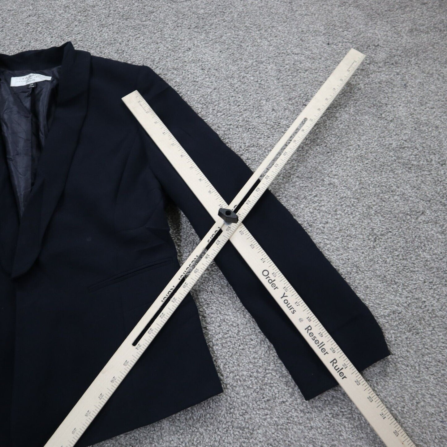 Tahari Womens Blazer Coat Long Sleeves Open Front Pockets Navy Blue Size 10P
