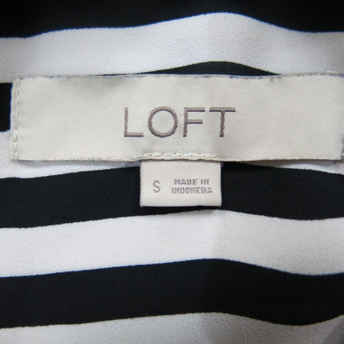 Loft Womens Button Up Shirt Top Striped Long Sleeve White Black Size Small