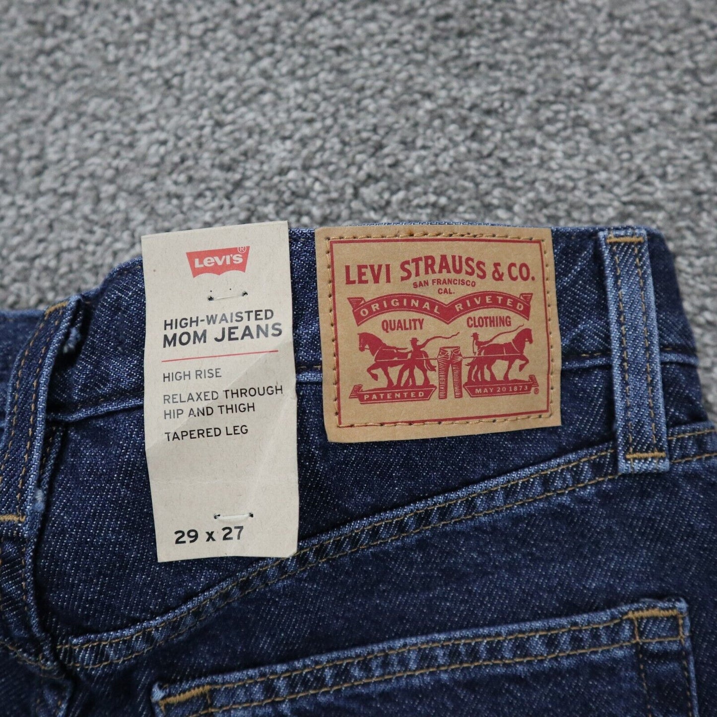 NWT Levis Mens Mom Jeans High Waisted Tapered Leg Denim Stretch Blue SZ W29XL27