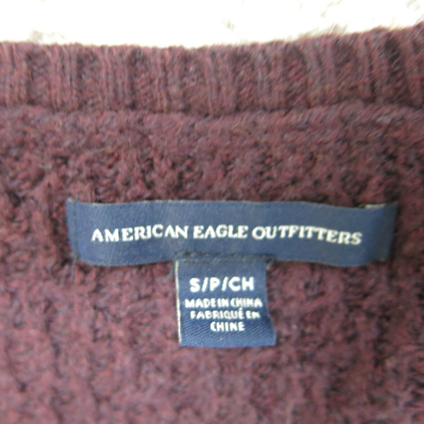 American Eagle Womens Pullover Sweater Round Neck Long Sleeves Maroon Size Small