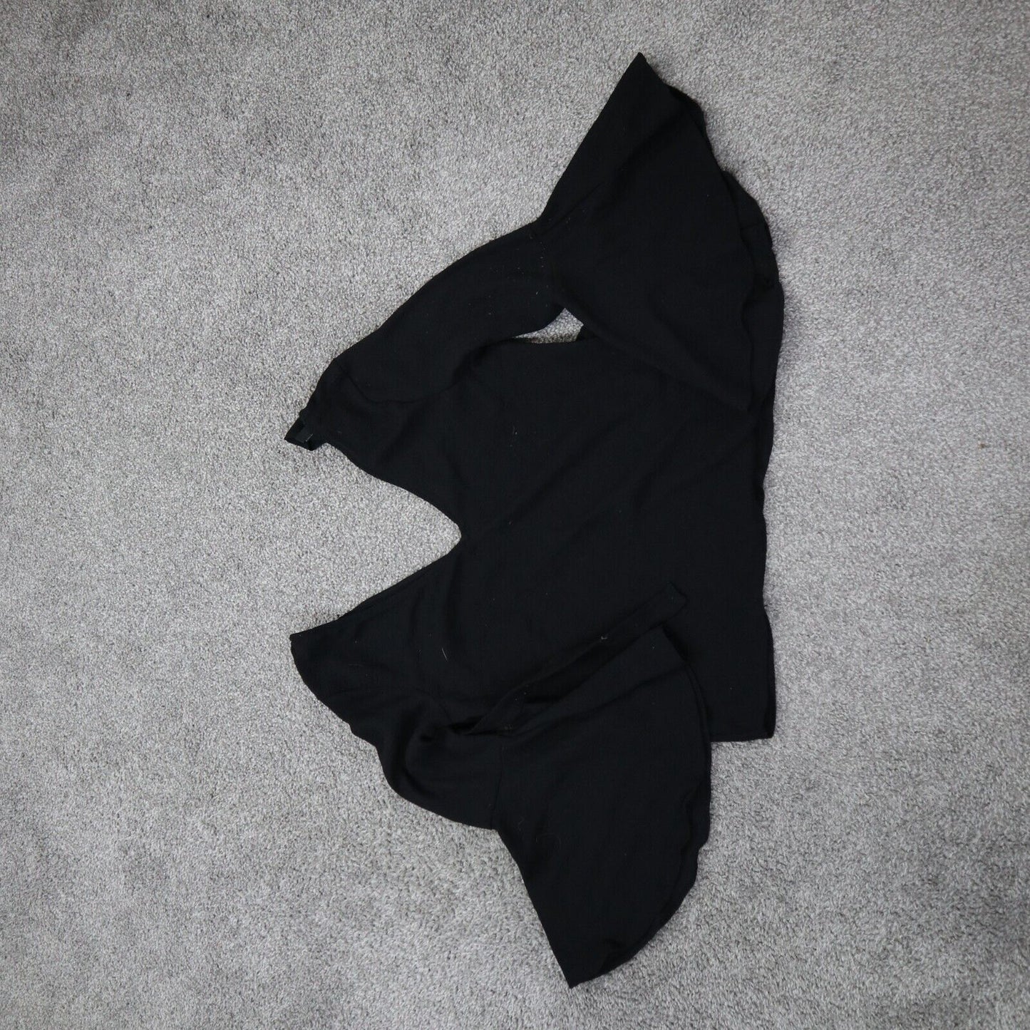 Divided By H&M Womens Knitted Crop Blouse Top V Neck Flared Sleeves Black Size 6