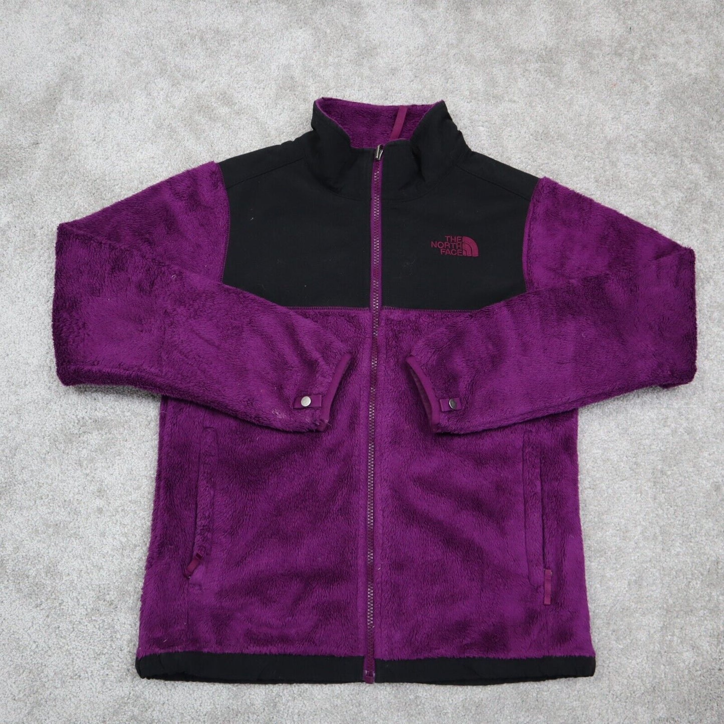 The North Face Youth Girls Denali Fleece Jacket Full Zip Purple Black Size Large