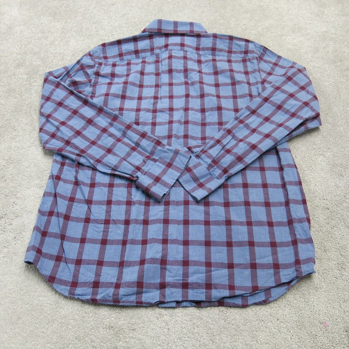 Banana Republic Mens Shirt Plaid Button Up Standard Fit Red Blue Size Large