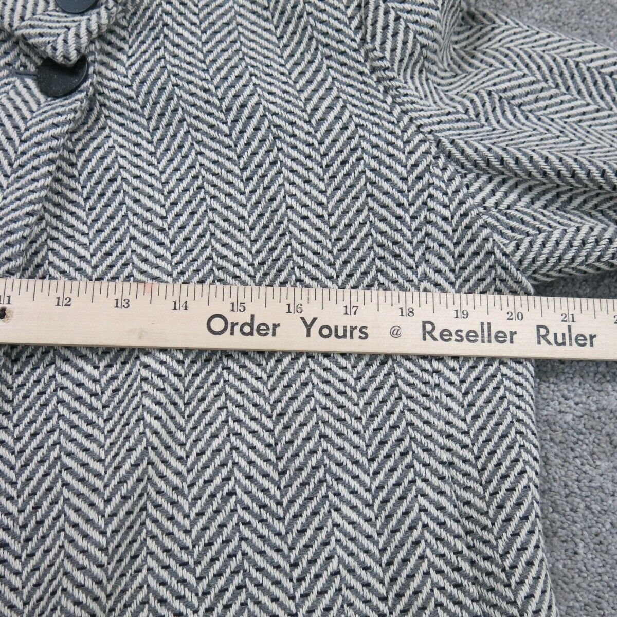 Calvin Klein Womens Tweed Coat Jacket One Button Long Sleeves Gray Size 6