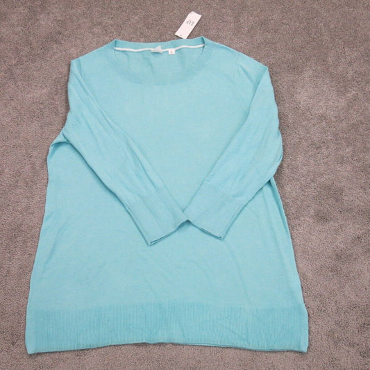 NWT Gap Womens Pullover Knitted Sweater Round Neck Long Sleeve Aqua Blue Size S