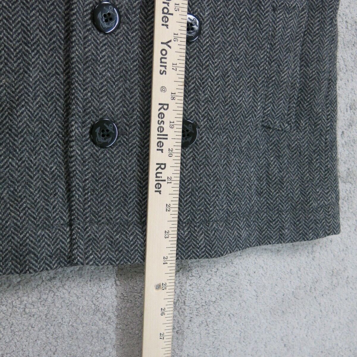 Womens Pea Coat Long Sleeve Double Breasted 2 Hand Pocket Black Size Small