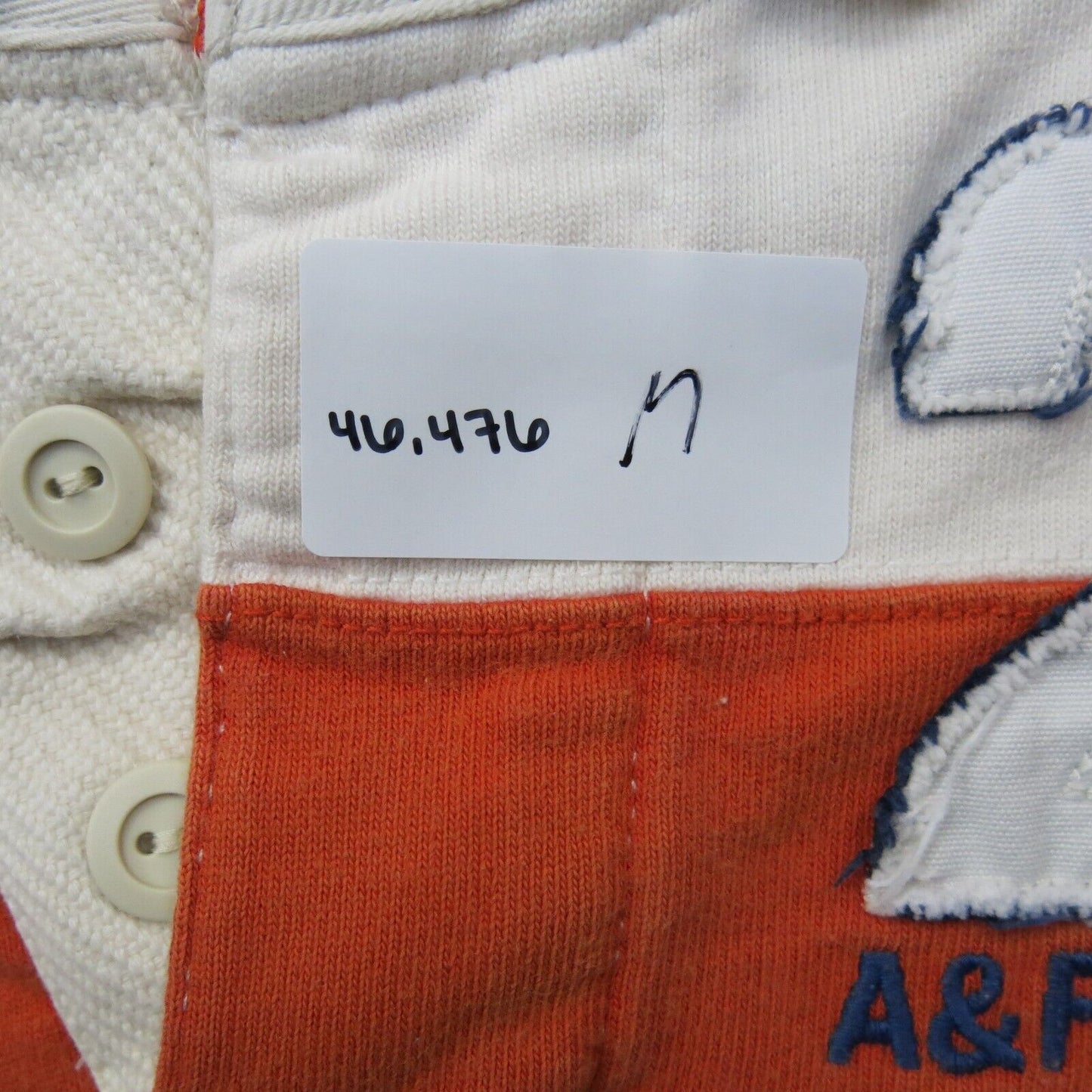 Abercrombie & Fitch Mens Polo Shirt Long Sleeve High Low Orange White Size Small