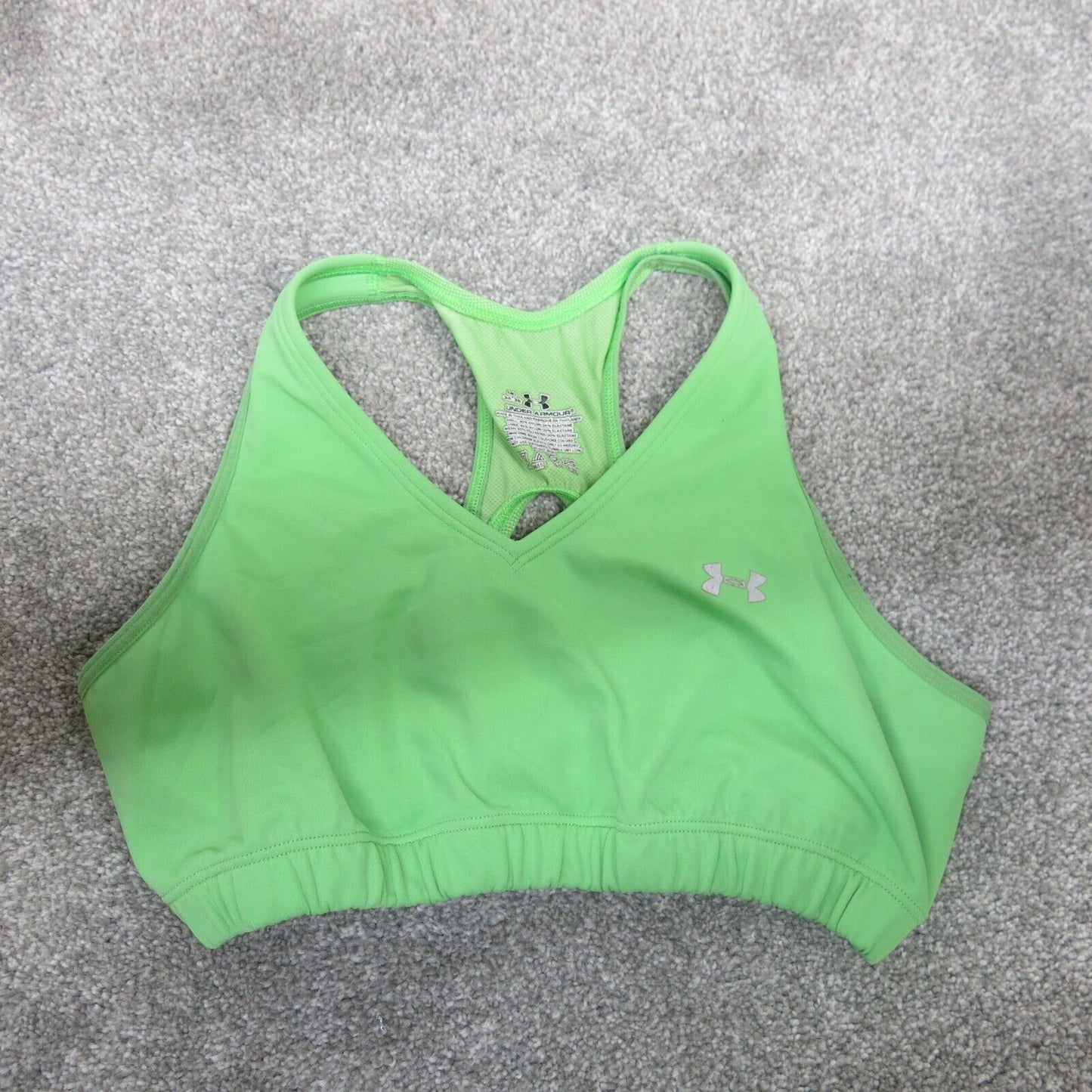 Under Armour Sports Bra Girls Size M Green Solid Activewear Bra Racerback Logo
