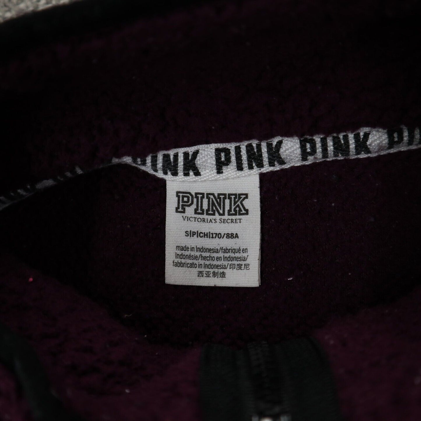 Pink Victorias Secret Womens Sweatshirt 1/4 Zip Long Sleeve Pocket Red SZ Small