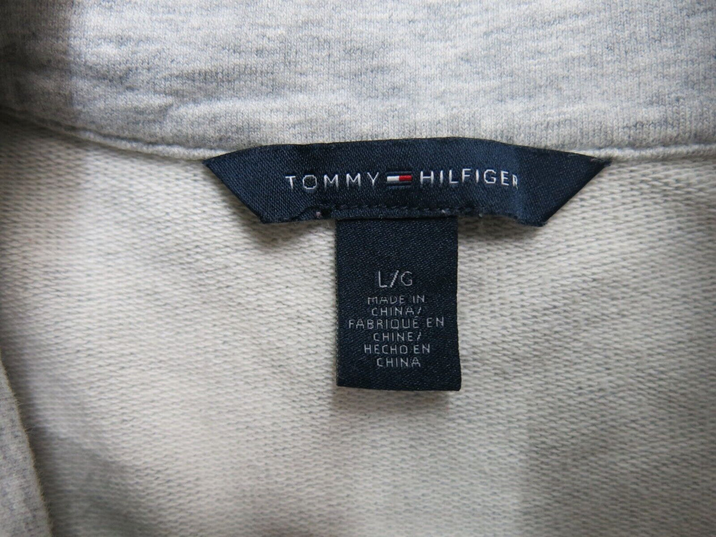 Tommy Hilfiger Mens Jacket Full Zip Up Long Sleeve Pocket Light Gray Size Large