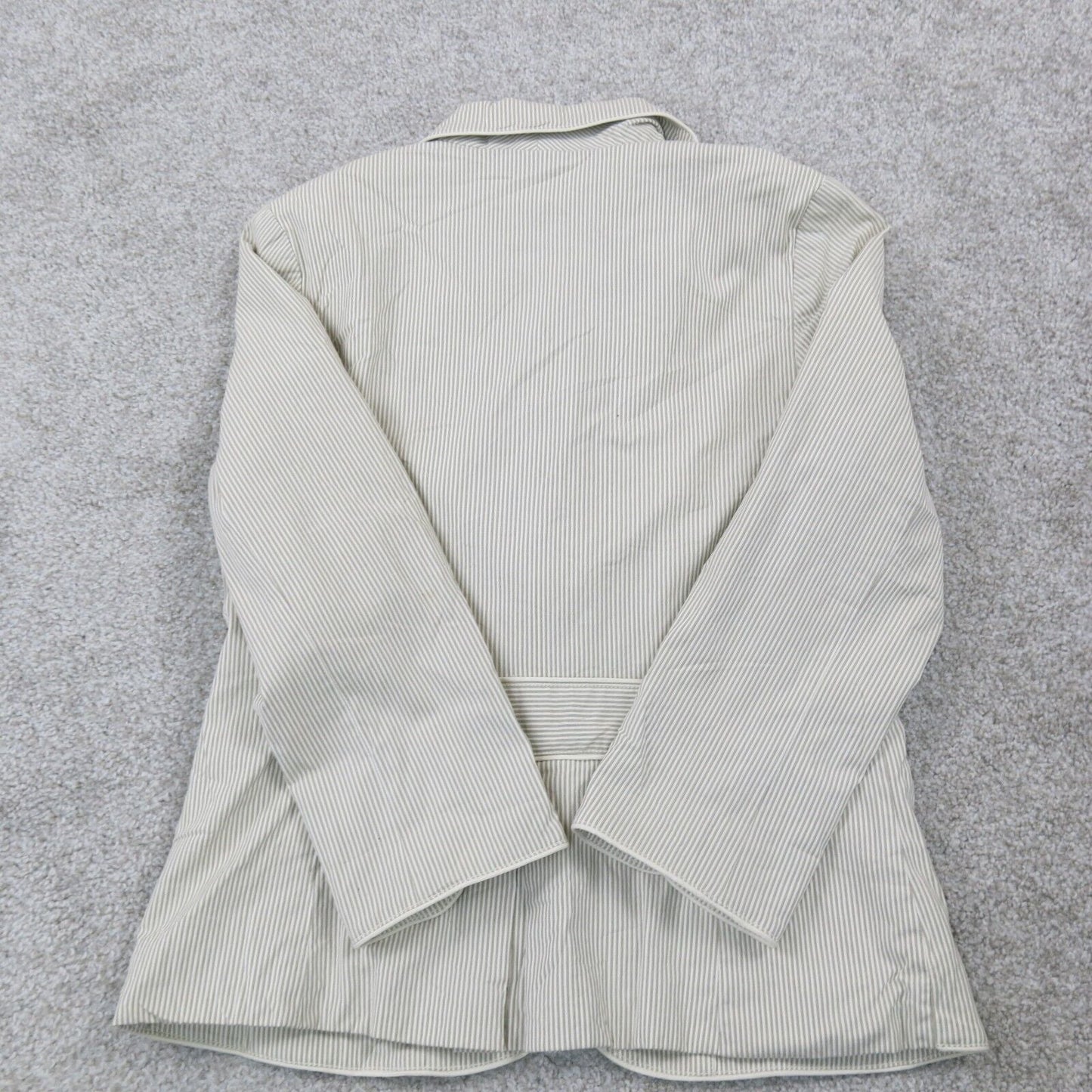 Old Navy Women Pinstripe Blazer Coat 3 Button Long Sleeve Stretch Beige SZ Small