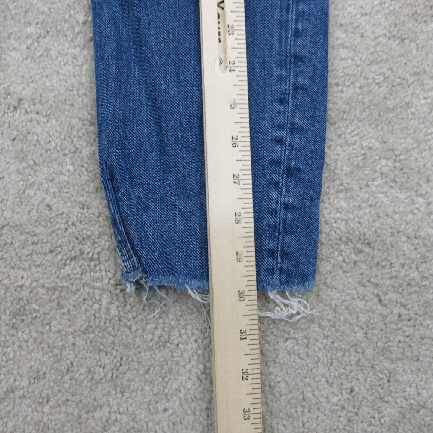 H&M Mens Jeans Skinny Fit Denim Stretch Raw Hem Mid Rise Pockets Blue Size US 32