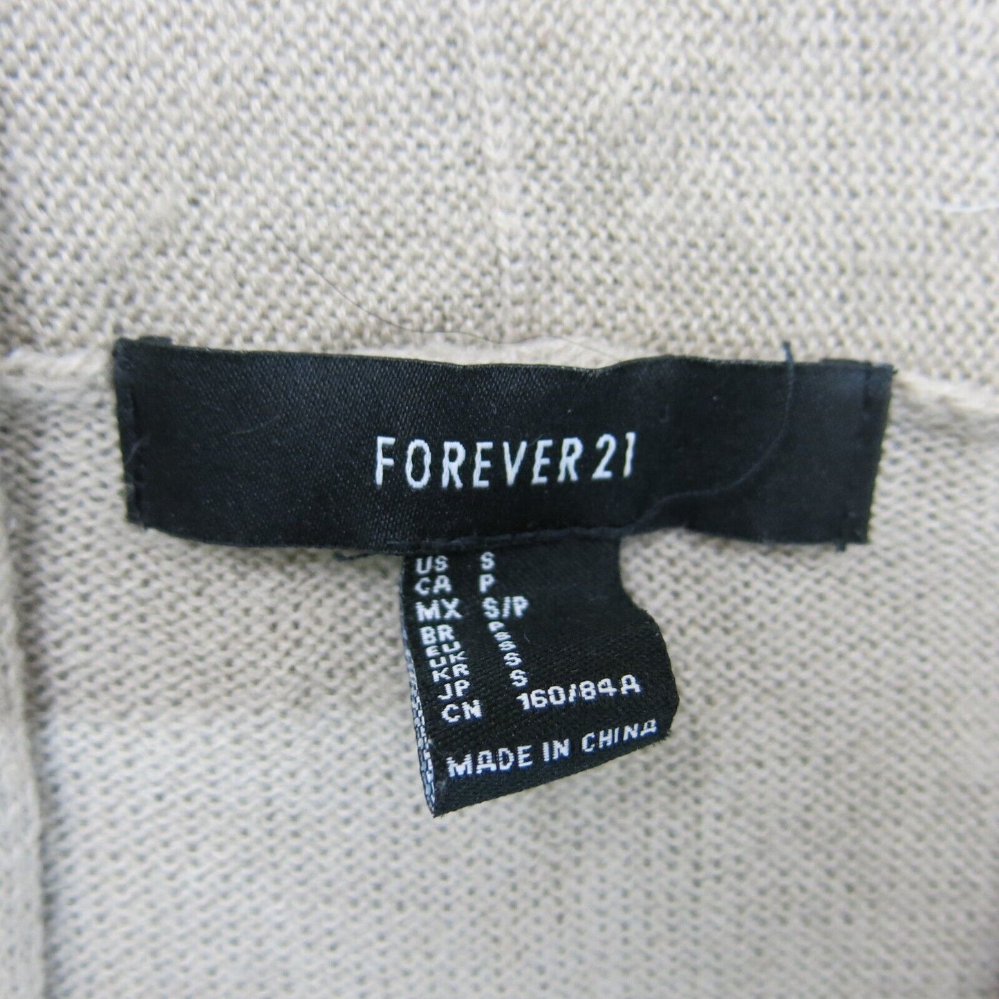 Forever 21 Womens Cardigan Sweater Open Front Long Sleeves Beige Size Small