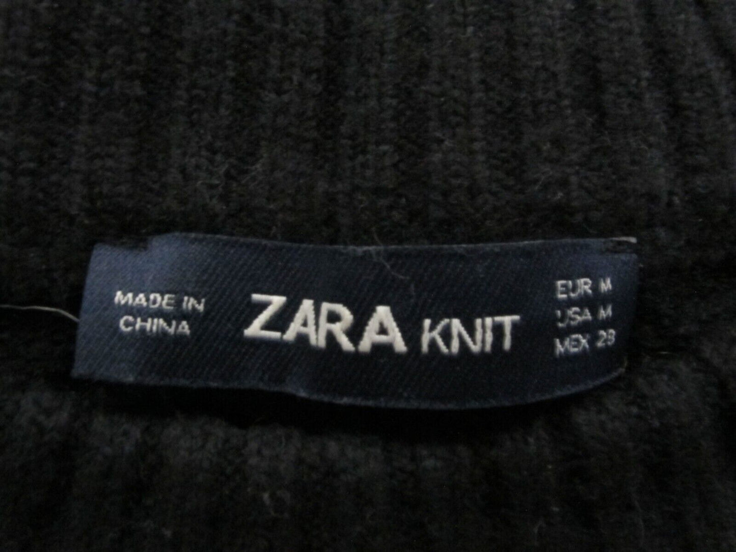 Zara Womens Pullover Sweater Knitted Long Sleeves Crew Neck Black Size Medium