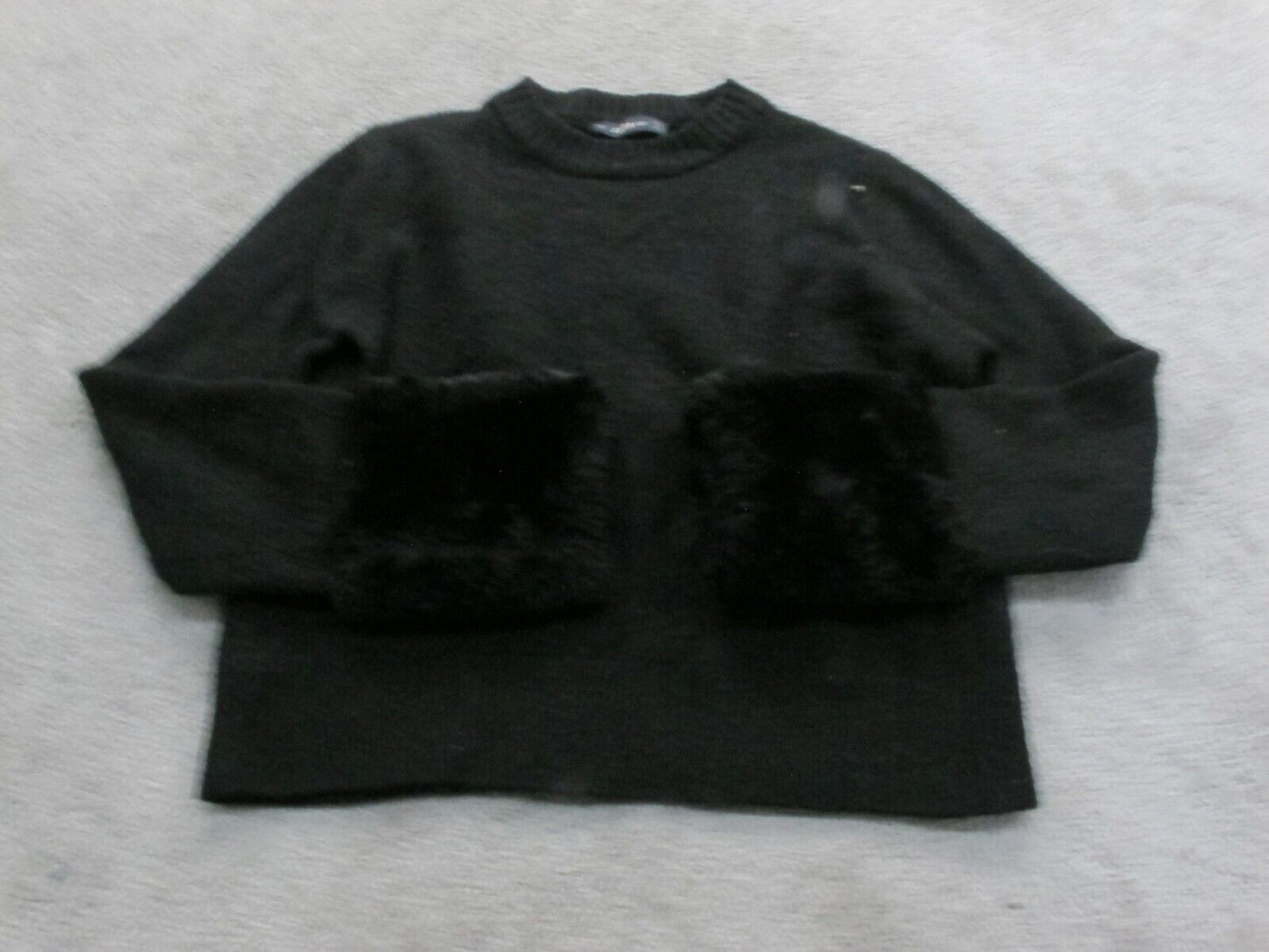 Zara Womens Pullover Sweater Knitted Long Sleeves Crew Neck Black Size Medium
