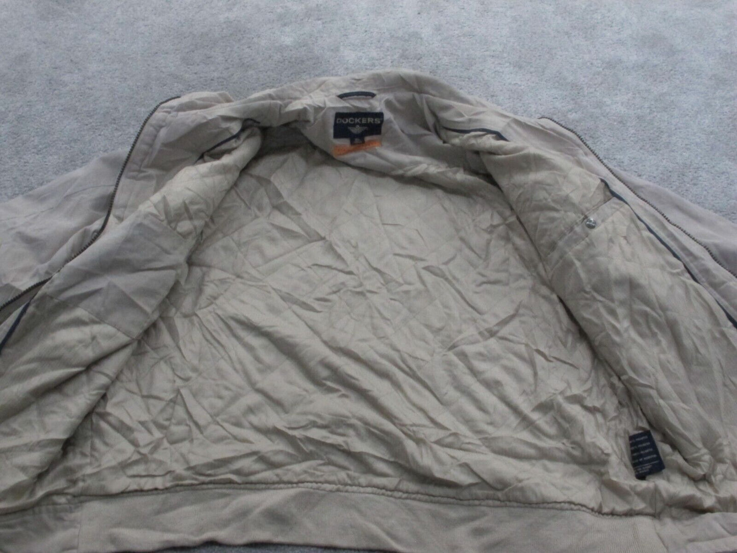 Dockers Mens Blouson Jacket Full Zip Up Long Sleeves Pockets Beige Size X Large