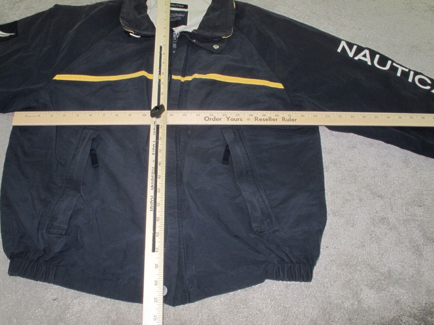 Nautica Mens Bomber Jacket Full Zip Up Long Sleeves Pockets Blue Size Large
