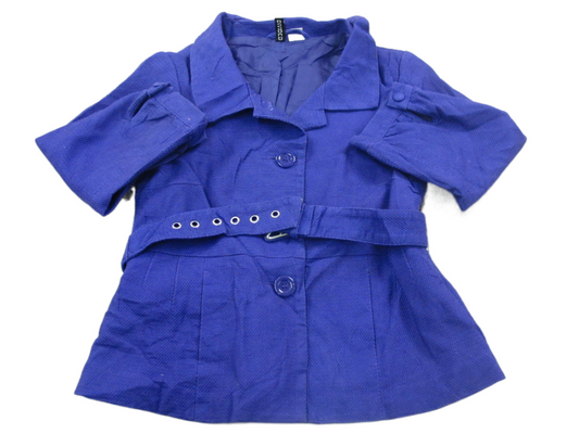 Divided H&M Womens Trench Coat Long Sleeves Front Button Navy Blue Size 4