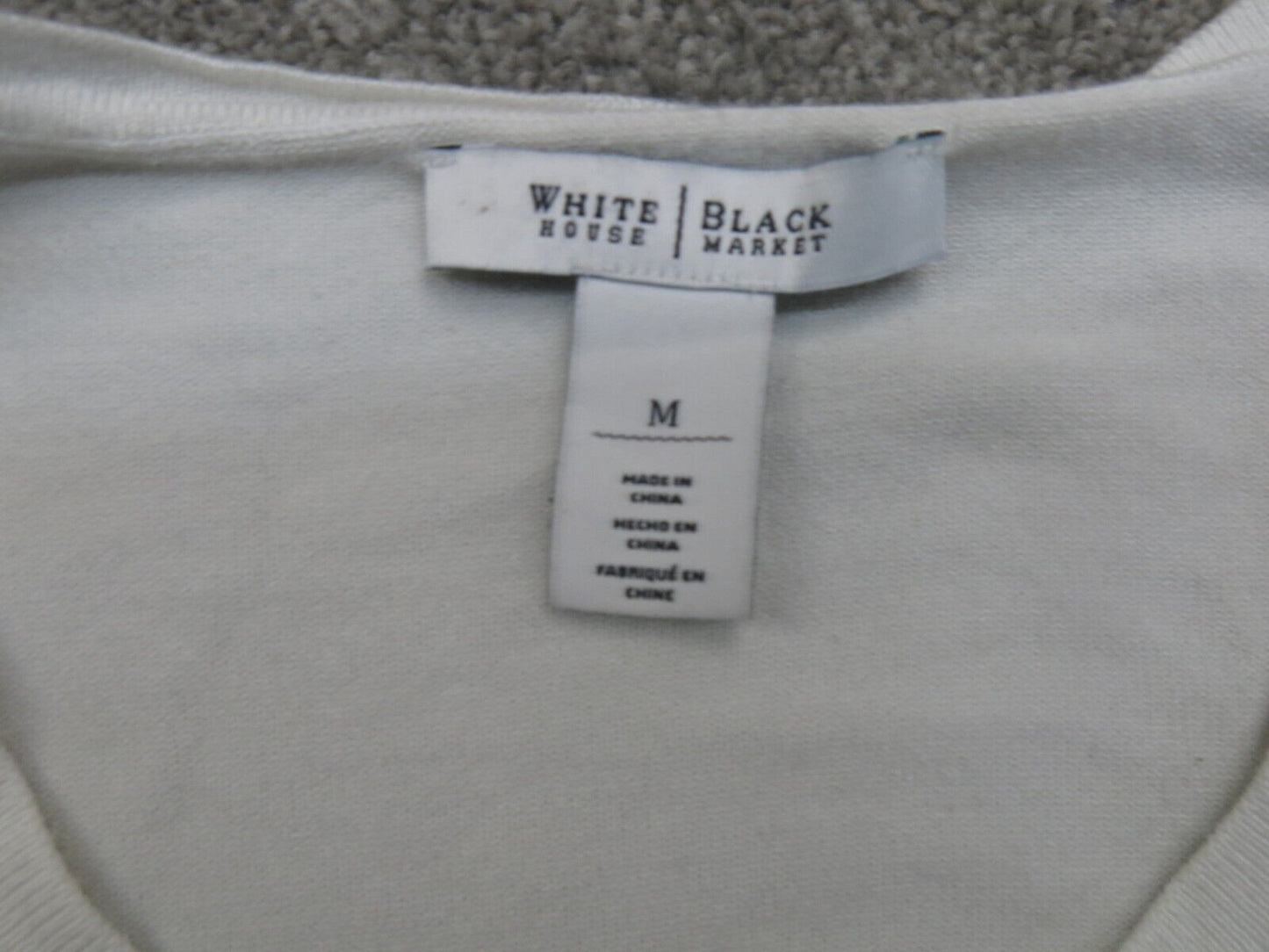 White House Black Market Womens Cardigan Sweater V Neck Long Sleeves White SZ M