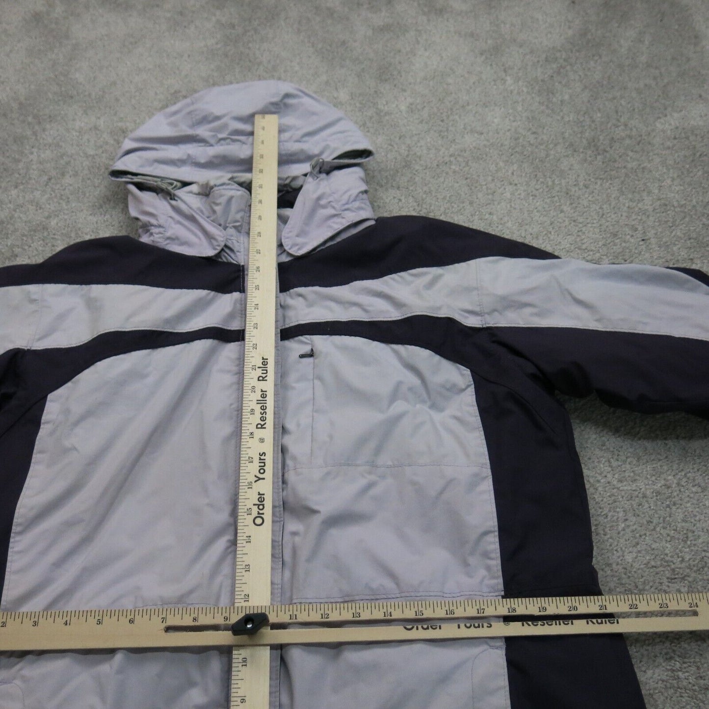 Columbia Womens Full Zip Windbreaker Hooded Jacket Light Purple Black Size Large
