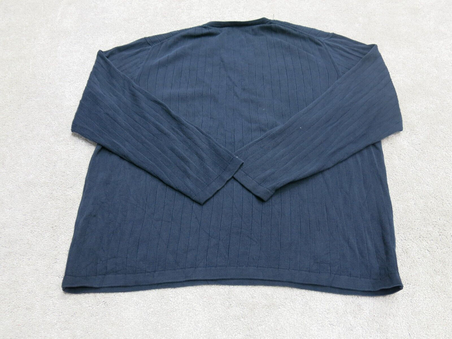 J. Crew Mens Sweatshirt 100% Cotton V Neck Long Sleeves Navy Blue Size Large