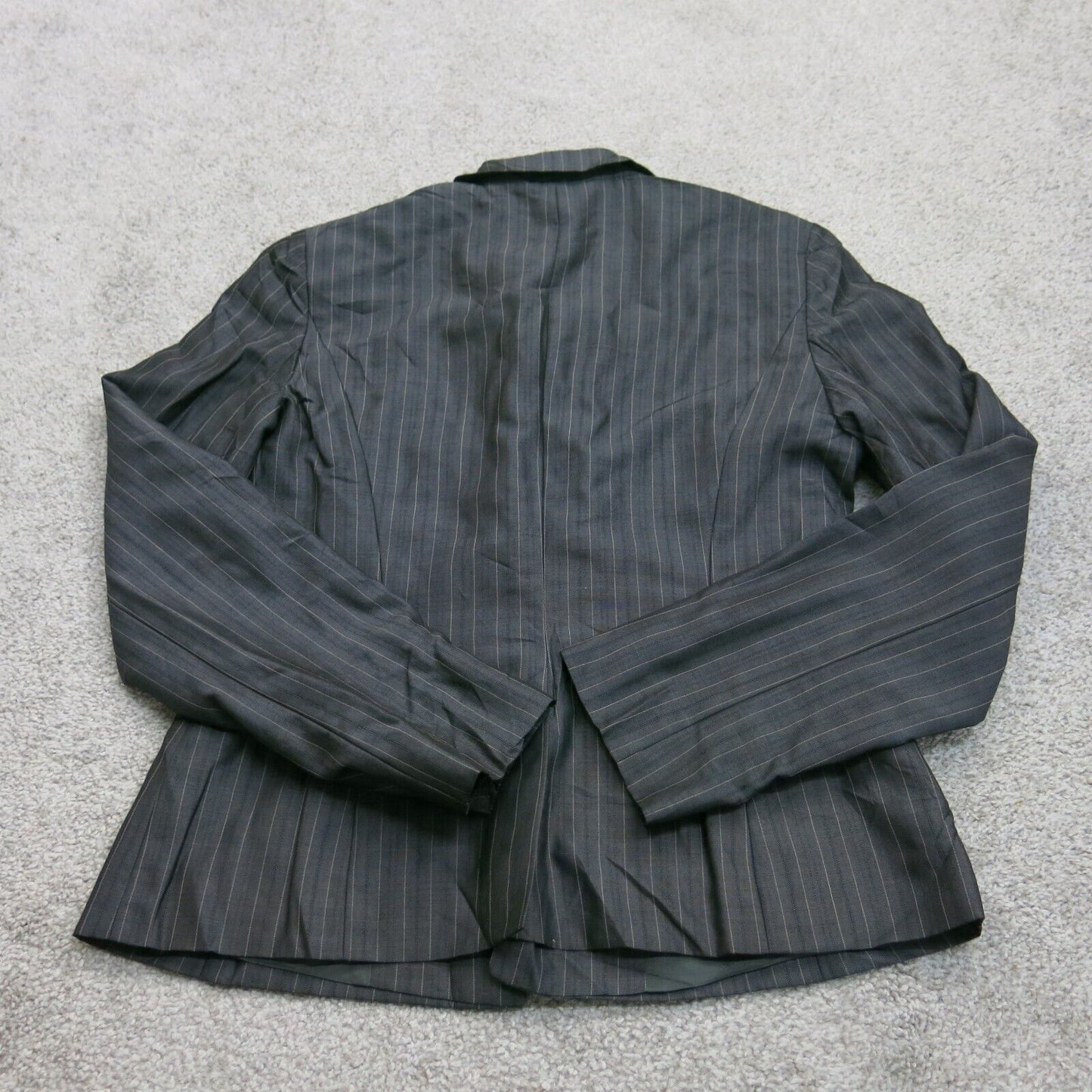Ann Taylor Loft Striped Women Blazer Coat Long Sleeves Single Breasted Black 4