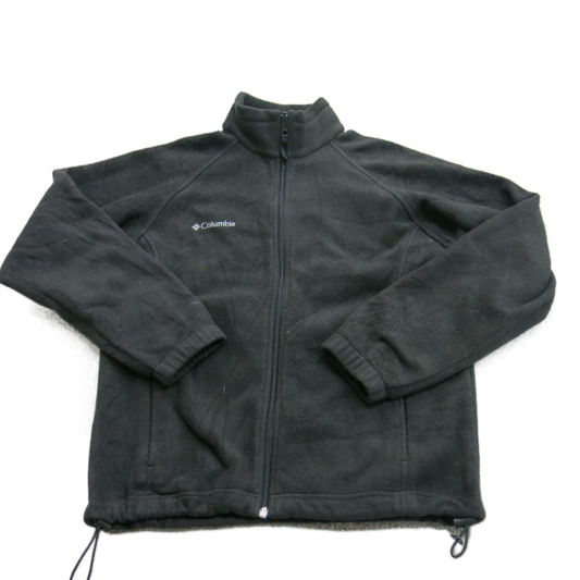 Columbia Womens Fleece Jacket Full Zip Long Sleeves Mock Neck Black Size Medium