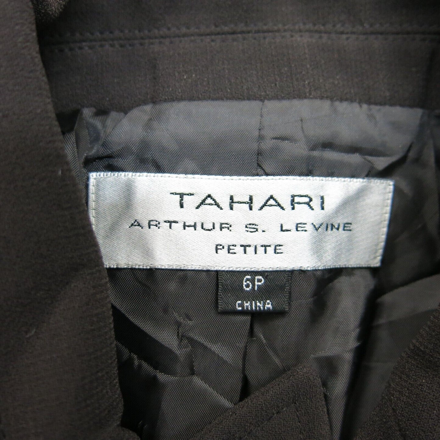 Tahari Arthur S.Levine Womens Blazer Coat One Button Long Sleeve Black Size 6