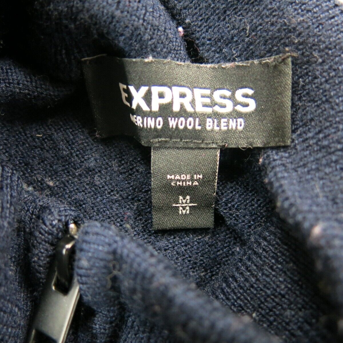 Express Womens Pullover Sweater Mock Neck 1/4 Zip Long Sleeve Blue Size Medium