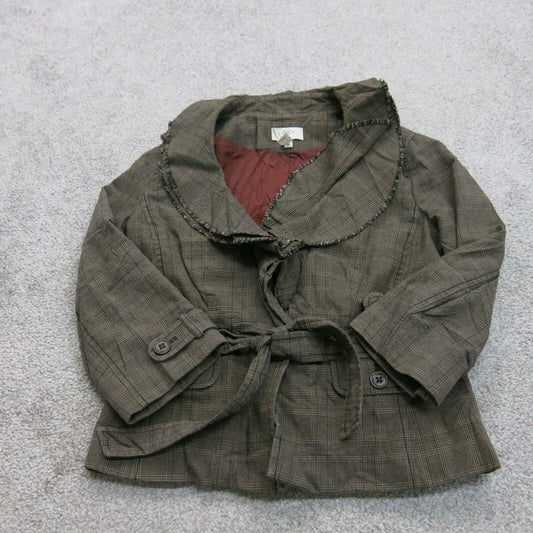 ANN Taylor Loft Women Trench Coat Tie Waist Long Sleeves Pockets Clay Gray SZ 4