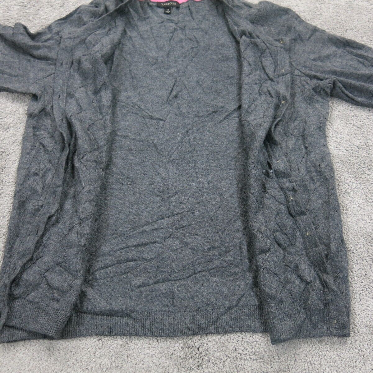 Talbots Womens Cardigan Sweater Knitted Long Sleeves Stretch Black Size Small