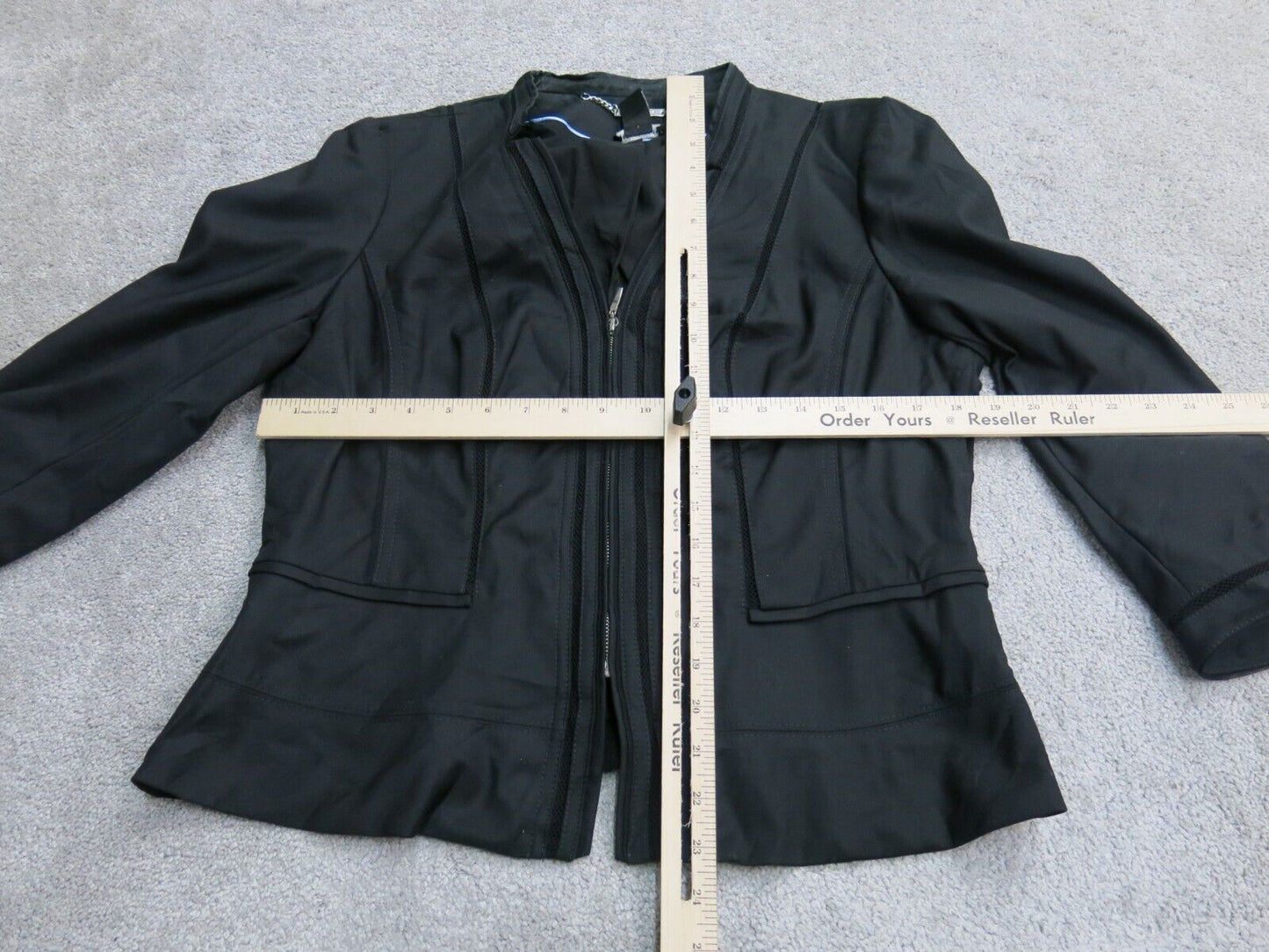 Perfect Form Mens Basic Jacket Full Zip Up Long Sleeves Solid Black Size 14